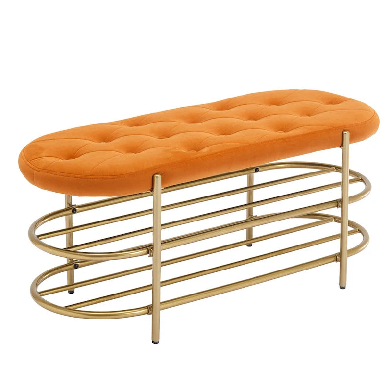 SEYNAR 40  Velvet Upholstered Living Room Bench with Double shoe rack