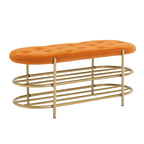 SEYNAR 40  Velvet Upholstered Living Room Bench with Double shoe rack