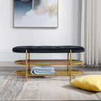 SEYNAR 40  Velvet Upholstered Living Room Bench with Double shoe rack