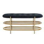 SEYNAR 40  Velvet Upholstered Living Room Bench with Double shoe rack