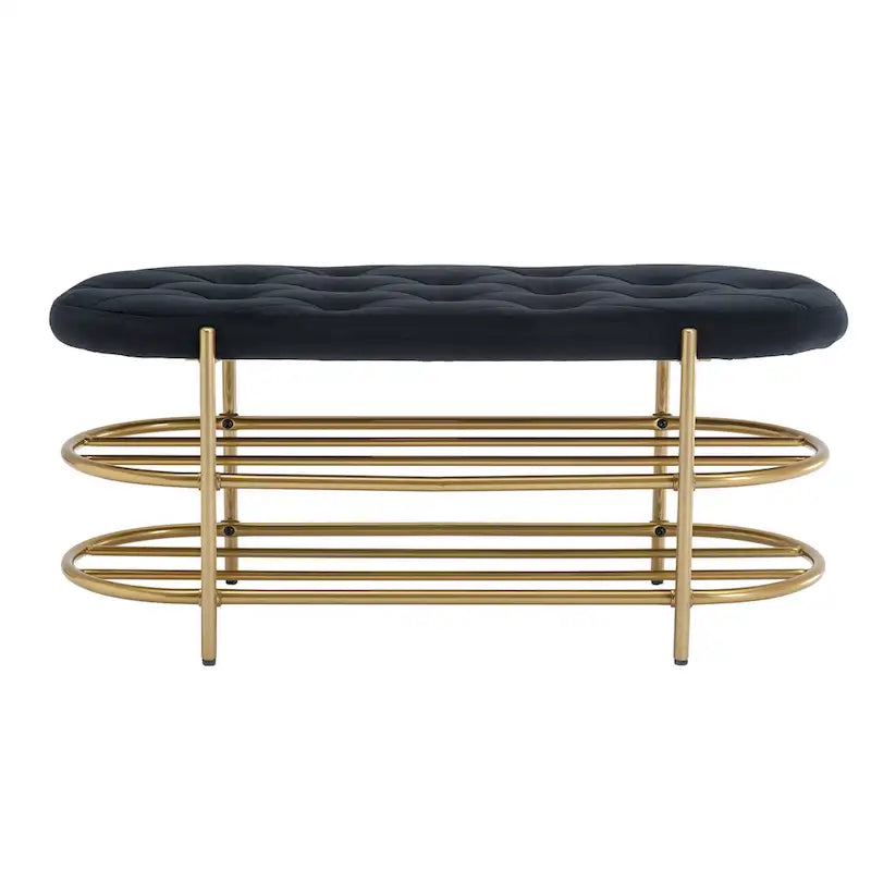 SEYNAR 40  Velvet Upholstered Living Room Bench with Double shoe rack