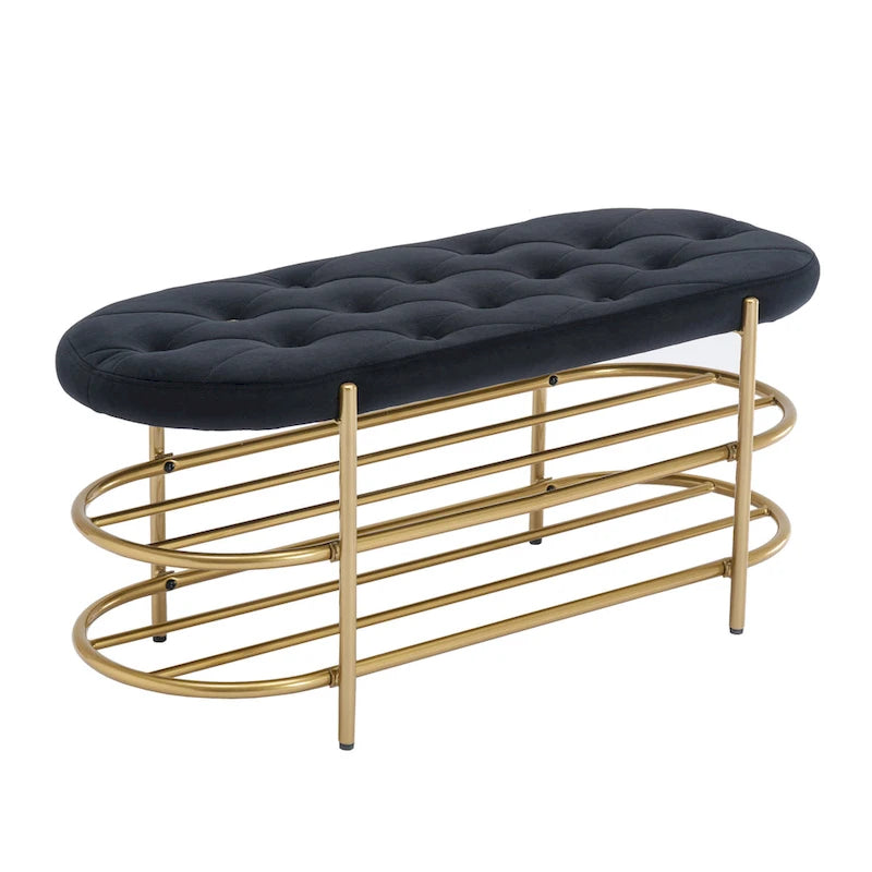 SEYNAR 40  Velvet Upholstered Living Room Bench with Double shoe rack