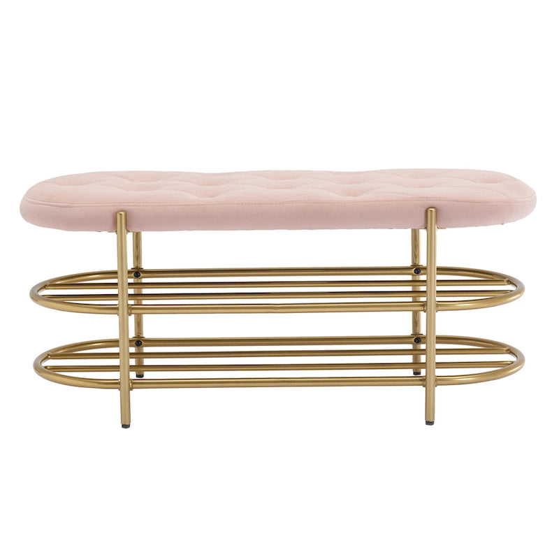 SEYNAR 40  Velvet Upholstered Living Room Bench with Double shoe rack