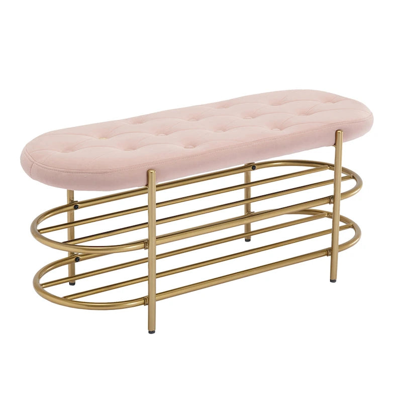 SEYNAR 40  Velvet Upholstered Living Room Bench with Double shoe rack