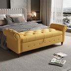 63 in. L Yellow Fabric Bed Storage Bench