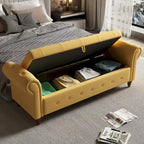 63 in. L Yellow Fabric Bed Storage Bench