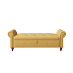 63 in. L Yellow Fabric Bed Storage Bench