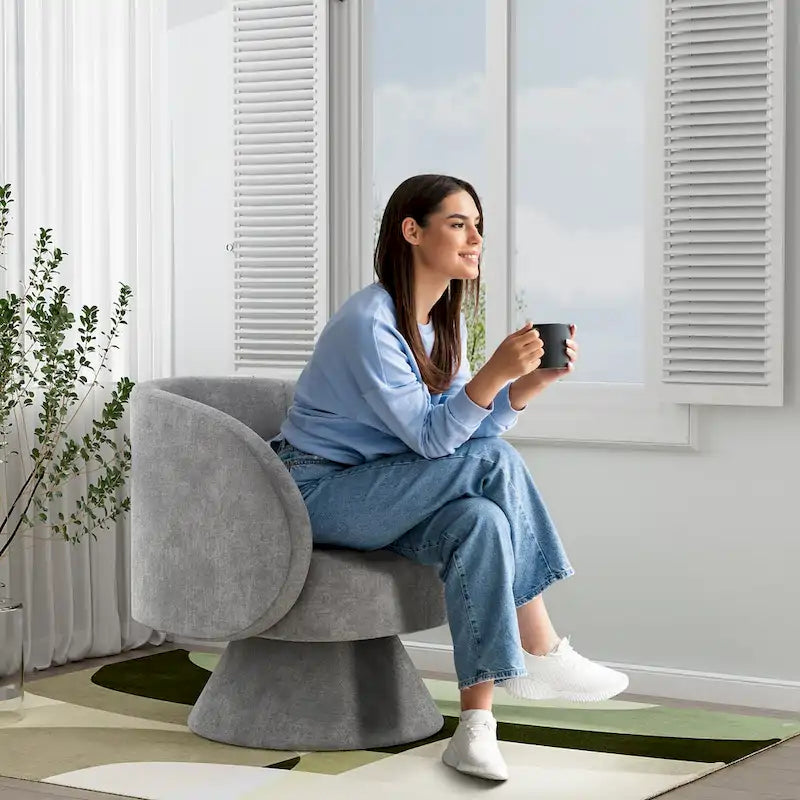 Ouyessir 360 Degree Modern Swivel Cuddle Barrel Sofa Chairs