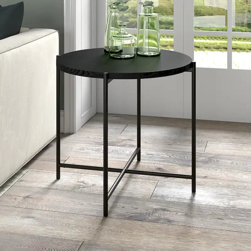 Loretta 23.63  Wide Round Side Table with MDF Top