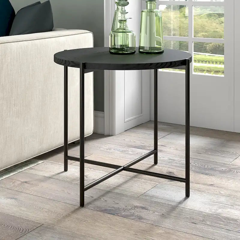 Loretta 23.63  Wide Round Side Table with MDF Top