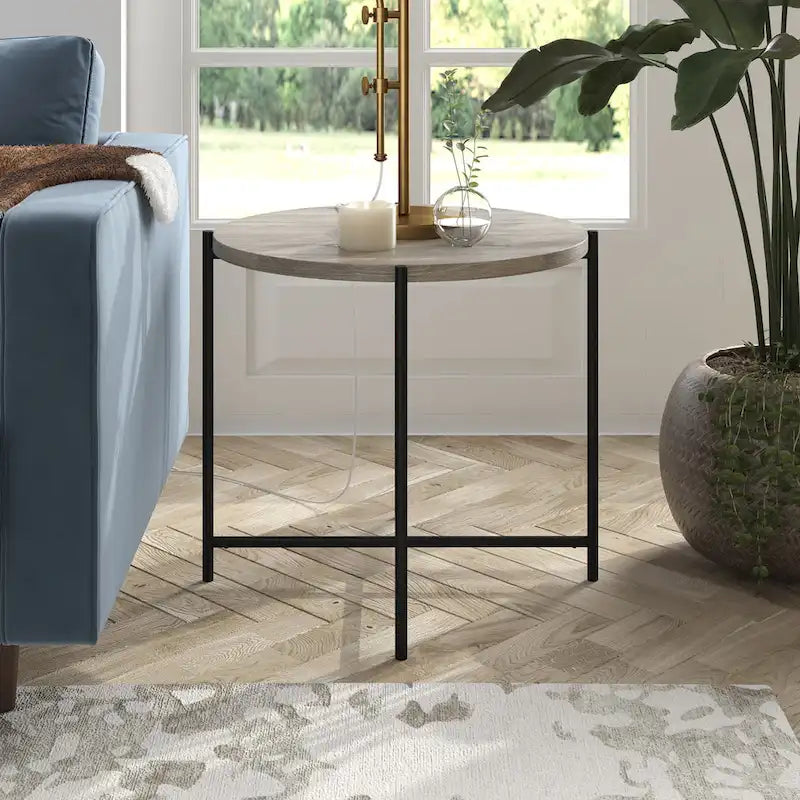 Loretta 23.63  Wide Round Side Table with MDF Top