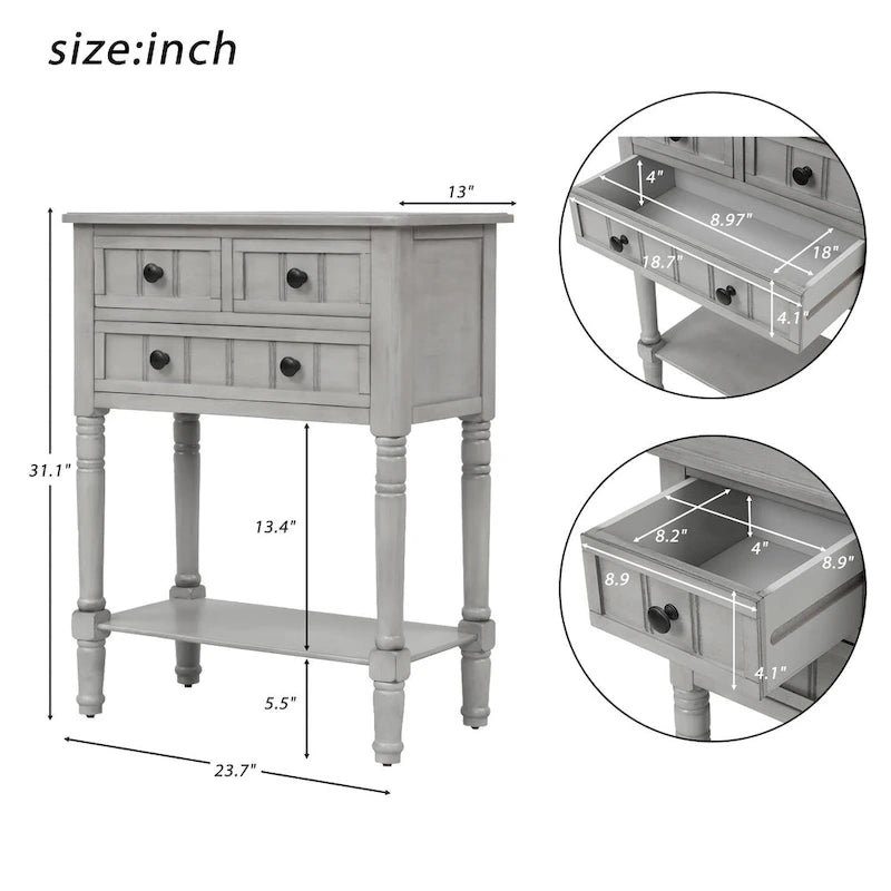Copper Grove Colby 3-drawer Console Table with Bottom Shelf