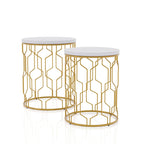 Quarn Modern 16-inch Steel Round 2-Piece Nesting Tables Set by Furniture of America