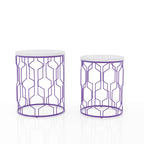Quarn Modern 16-inch Steel Round 2-Piece Nesting Tables Set by Furniture of America