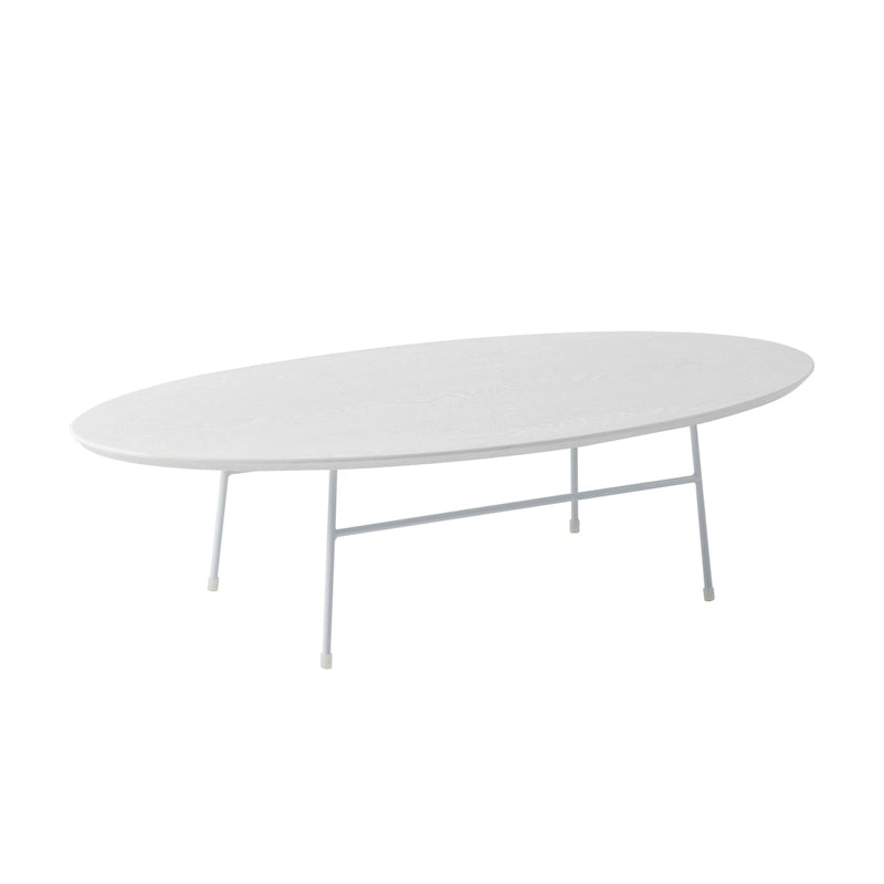 Rossmore Modern Oval Accent Coffee Table with White Powder Coated Steel Frame for Home Office Living Room Bedroom
