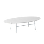 Rossmore Modern Oval Accent Coffee Table with White Powder Coated Steel Frame for Home Office Living Room Bedroom