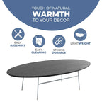 Rossmore Modern Oval Accent Coffee Table with White Powder Coated Steel Frame for Home Office Living Room Bedroom