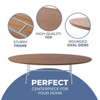 Rossmore Modern Oval Accent Coffee Table with White Powder Coated Steel Frame for Home Office Living Room Bedroom