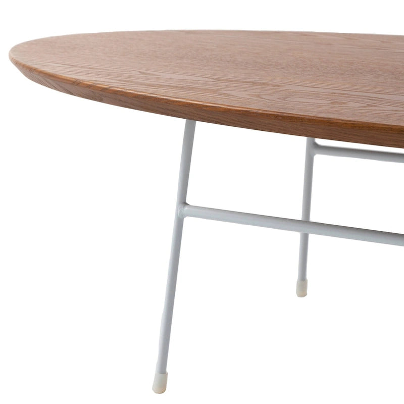 Rossmore Modern Oval Accent Coffee Table with White Powder Coated Steel Frame for Home Office Living Room Bedroom