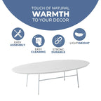 Rossmore Modern Oval Accent Coffee Table with White Powder Coated Steel Frame for Home Office Living Room Bedroom