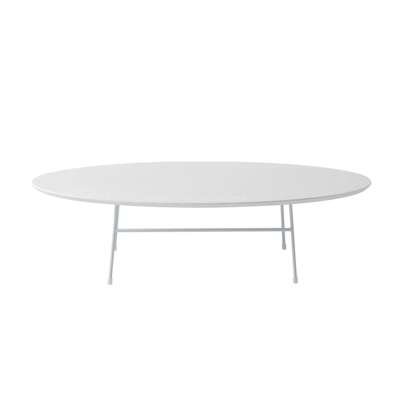Rossmore Modern Oval Accent Coffee Table with White Powder Coated Steel Frame for Home Office Living Room Bedroom