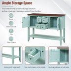 Nestfair Retro Sideboard Console Table with Drawers and Bottom Shelf