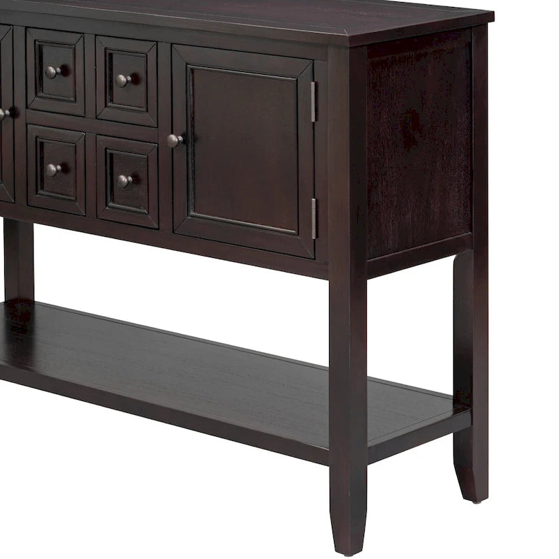 Nestfair Retro Sideboard Console Table with Drawers and Bottom Shelf