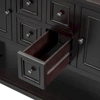 Nestfair Retro Sideboard Console Table with Drawers and Bottom Shelf