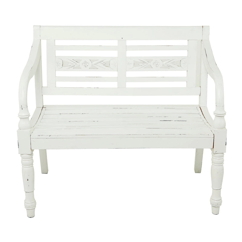 Wood Bench - White - Roche River Decor - 22 Wx40 Lx36 H