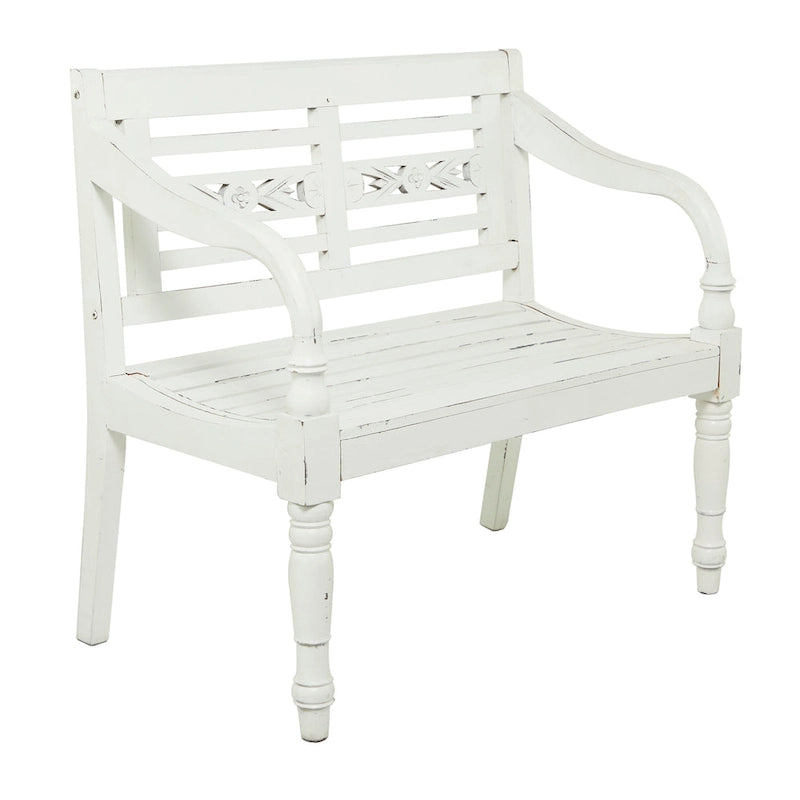 Wood Bench - White - Roche River Decor - 22 Wx40 Lx36 H