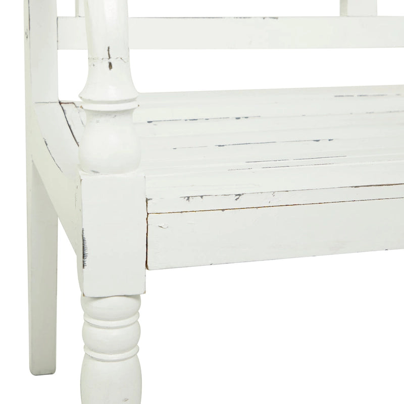 Wood Bench - White - Roche River Decor - 22 Wx40 Lx36 H