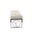 Leather Handmade Cowhide Bench with Geometric Cutout Silver Base - Beige - Roche River Decor - 18 W x 48 L x 17 H