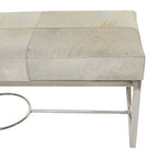 Leather Handmade Cowhide Bench with Geometric Cutout Silver Base - Beige - Roche River Decor - 18 W x 48 L x 17 H