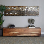 Wood Block Bench with Elevated Base - Brown - Roche River Decor - 16 W x 71 L x 15 H