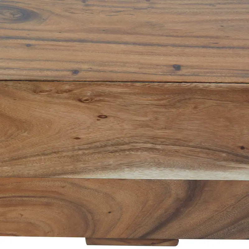 Wood Block Bench with Elevated Base - Brown - Roche River Decor - 16 W x 71 L x 15 H