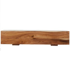 Wood Block Bench with Elevated Base - Brown - Roche River Decor - 16 W x 71 L x 15 H