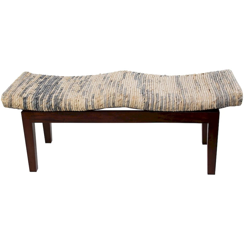 Wood Handmade Woven Bench - Brown - Roche River Decor - 17 W x 47 L x 18 H