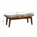 Wood Handmade Woven Bench - Brown - Roche River Decor - 17 W x 47 L x 18 H