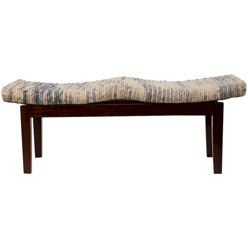 Wood Handmade Woven Bench - Brown - Roche River Decor - 17 W x 47 L x 18 H