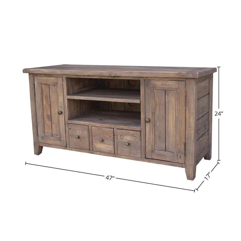 47  Wide Small Media Unit, Light Brown