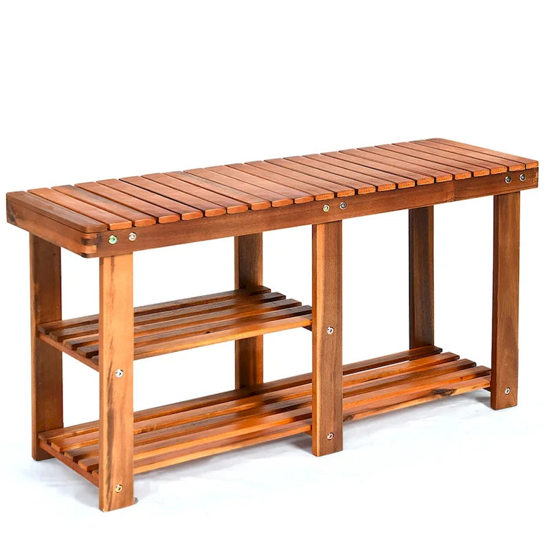 3 Tier Shoes Rack Bench Entryway Storage Bench Organizer with Seat