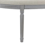 Coastal Tufted Beige Upholstered Wood Leg Bench