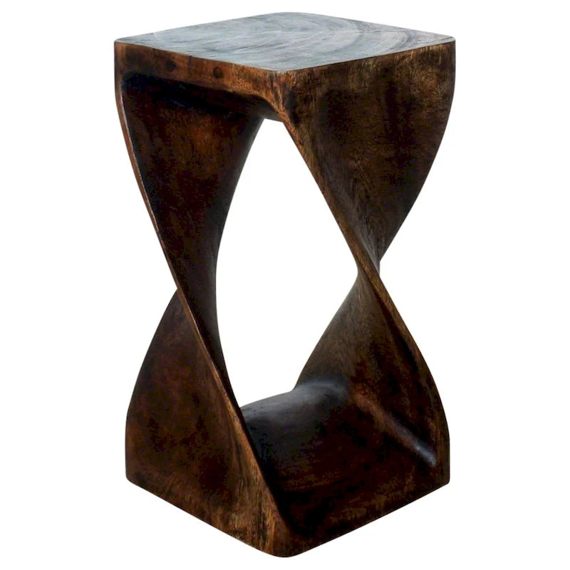 Haussmann Original Wood Twist Stool 10 X 10 X 18 In High Mocha Oil - 10  x 10  x 18 