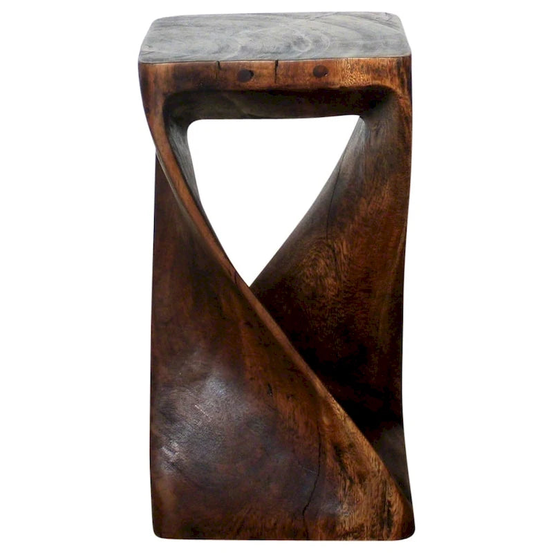 Haussmann Original Wood Twist Stool 10 X 10 X 18 In High Mocha Oil - 10  x 10  x 18