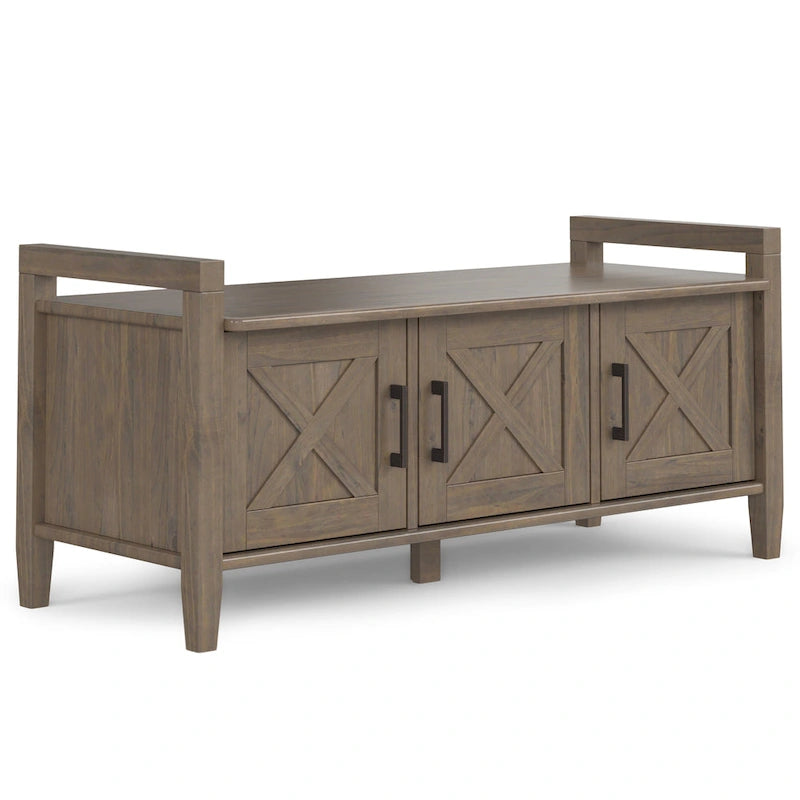 WYNDENHALL Cantina SOLID WOOD 44 inch Wide Transitional Entryway Storage Bench in Smoky Brown - 18  d x 44  w x 19.8  h