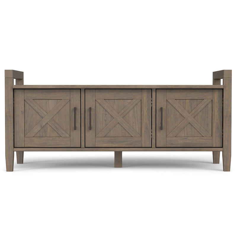 WYNDENHALL Cantina SOLID WOOD 44 inch Wide Transitional Entryway Storage Bench in Smoky Brown - 18  d x 44  w x 19.8  h