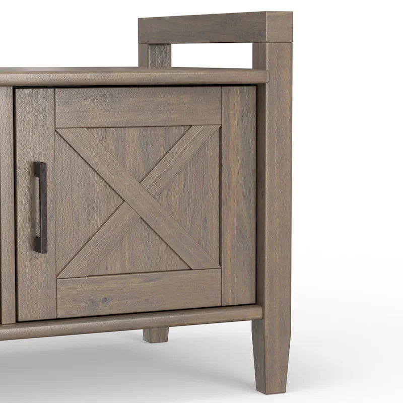 WYNDENHALL Cantina SOLID WOOD 44 inch Wide Transitional Entryway Storage Bench in Smoky Brown - 18  d x 44  w x 19.8  h