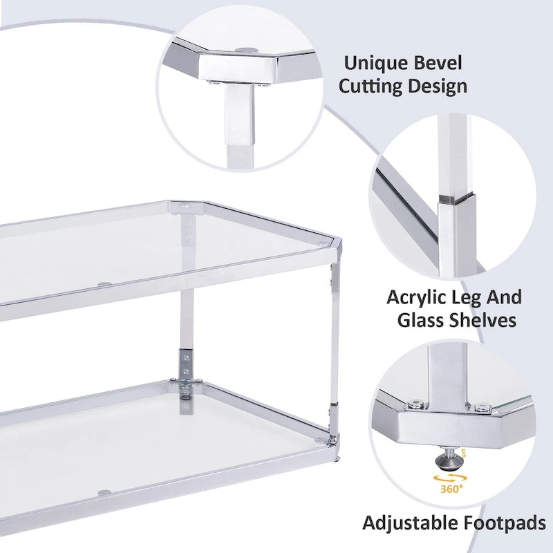 Chrome Coffee Tables Glass Coffee Table with Shelf
