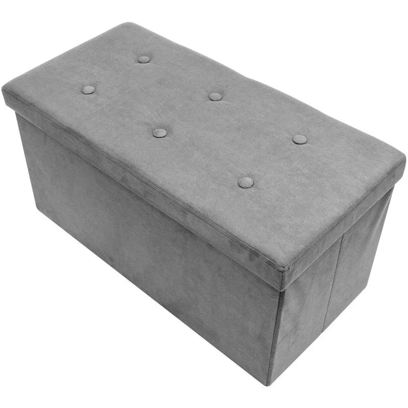 Sorbus Storage Bench Chest Contemporary Faux Suede (Small Suede, Grey)