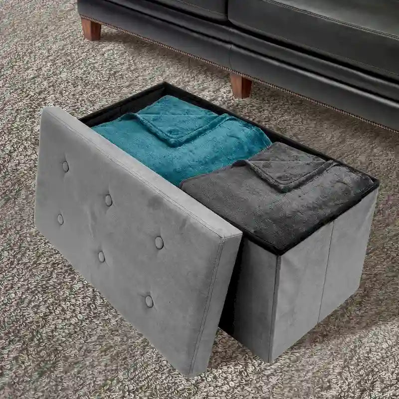 Sorbus Storage Bench Chest Contemporary Faux Suede (Small Suede, Grey)